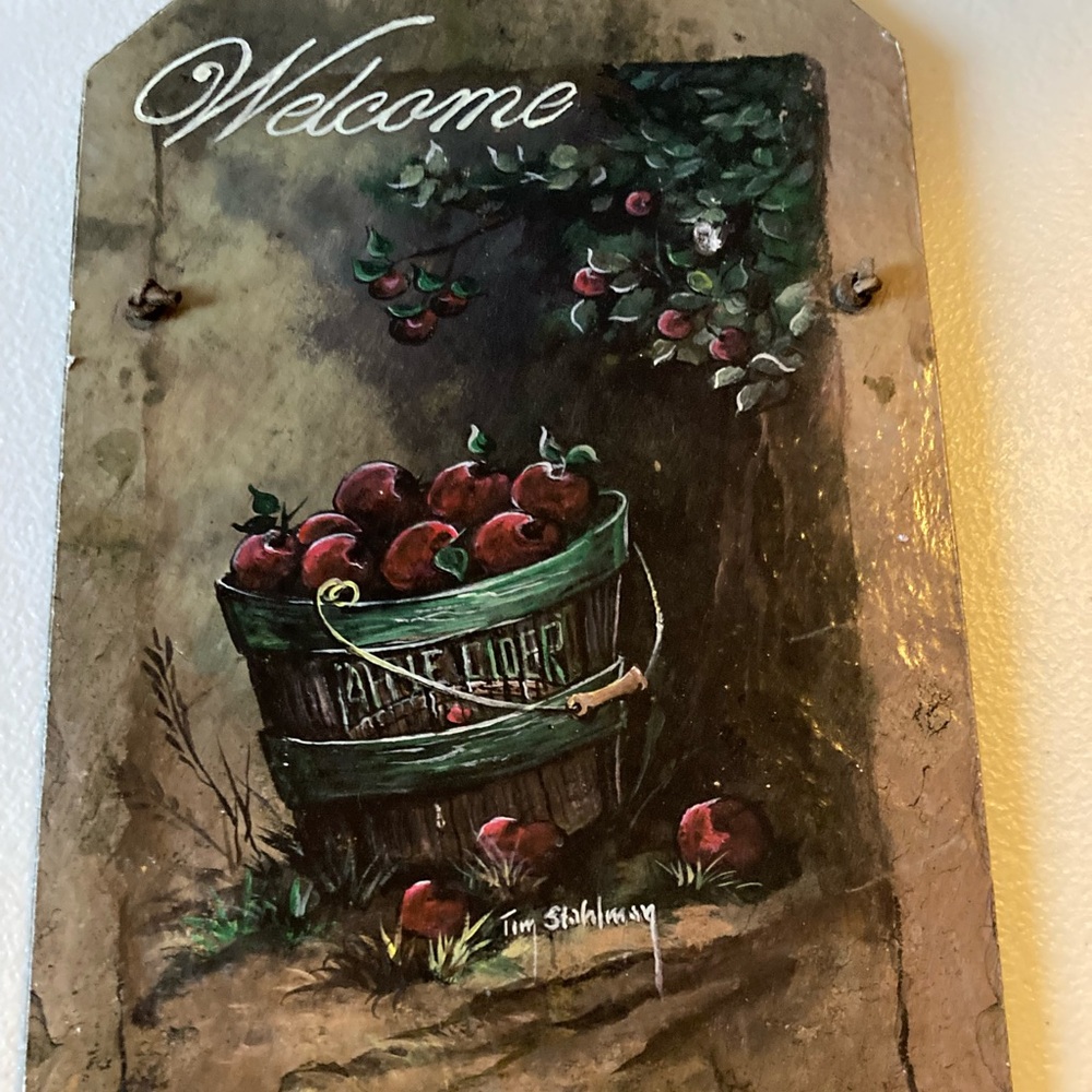 Welcome Sign Wall Decoration Slate Apple Cider by Tim Stahlman Moonbrook Arts